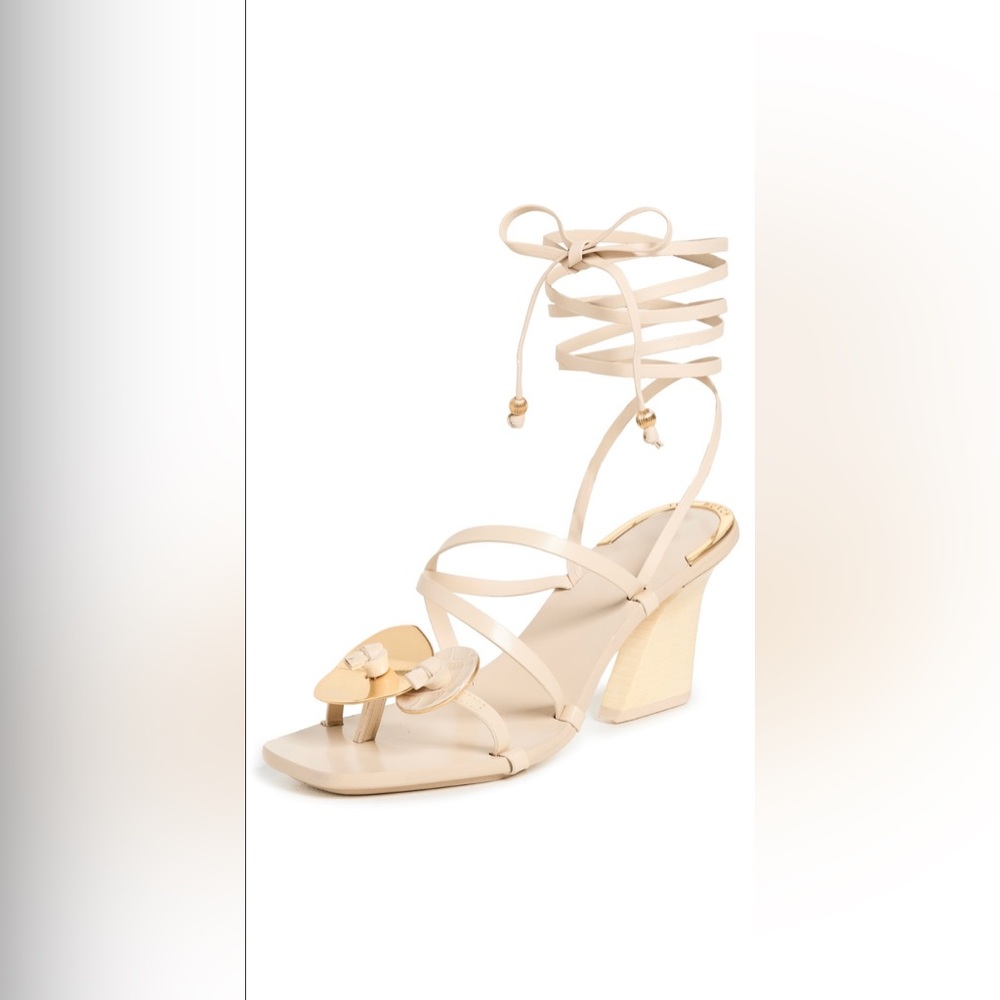 TORY BURCH Women's Artisanal Knot Heeled Sandals In New Cream Size 5 NWOT